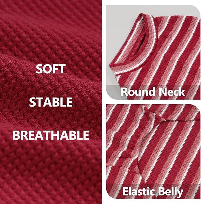 KYEESE 2Pack Waffle Dog Shirts for Small Dogs Stretchy Dog T-Shirts Lightweight Pet Tank Top Sleeveless Striped Dogs Shrit Vest Breathable, Large, Red+Striped