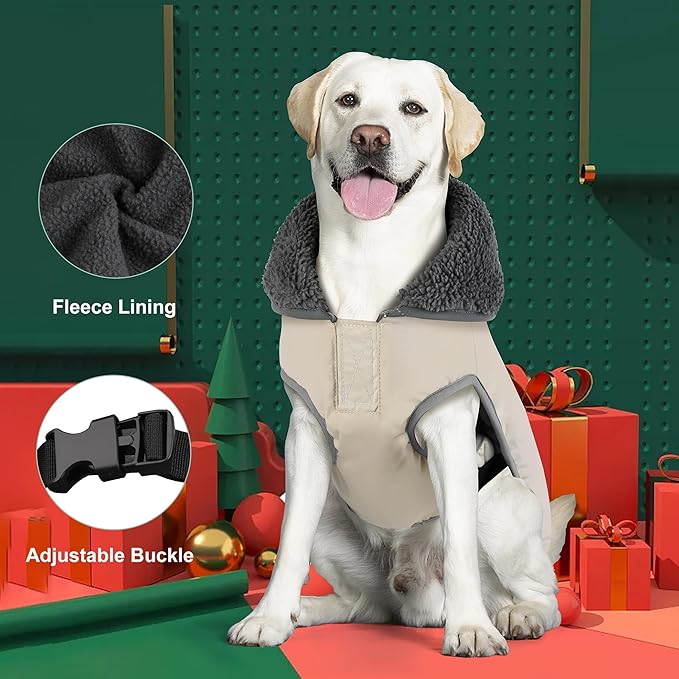 Dog Coat, Waterproof Dog Winter Jacket with Leash Hole, Reflective Adjustable Pet Fleece Sweater, Warm Snow Vest for Small Medium Large Dogs - Candy Green, XL