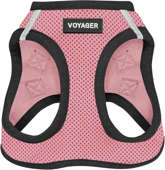 Voyager Step-In Air Dog Harness by Best Pet Supplies - All Weather Mesh Step in Vest Harness for Small and Medium Dogs, Pink/Black Trim, size XS - Chest: 13 - 14.5"