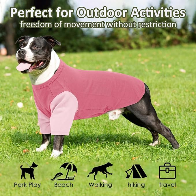 2 Pack Shirts for Large Dogs 4XL - Lightweight Breathable Dog Clothes, Prevent Overheating Summer Cool Tees for Doberman, Alaskan Malamute, Travel, Hiking, Beach, Lounge Wear, Sleeping, Pink