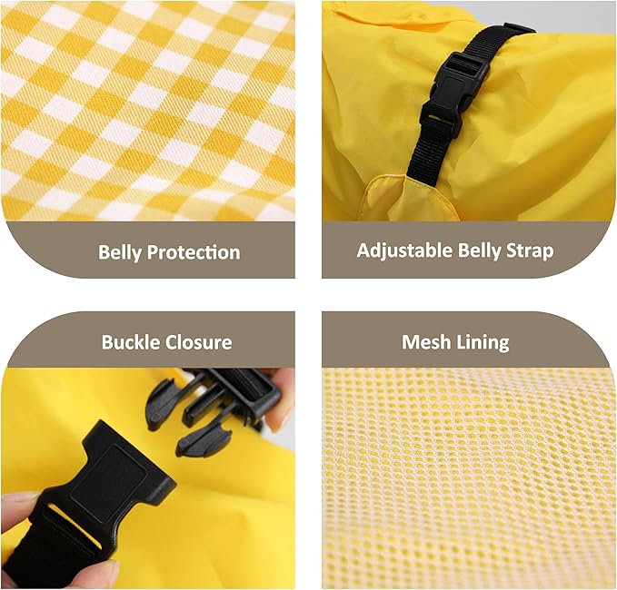MAMORE Dog Raincoat Waterproof, Lightweight Adjustable Dog Rain Coat Hooded Poncho with Reflective Strip for Large Medium Small Dogs (Yellow, Large)