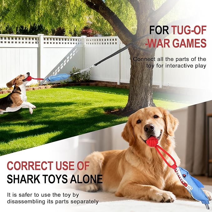 Dog Tree Tug of War Toy with Squeaky, Tethered Tug of War Outdoor Toy Self Play for Small to Medium Dogs to Exercise Play Rope,Ball with Rope Dog Toy