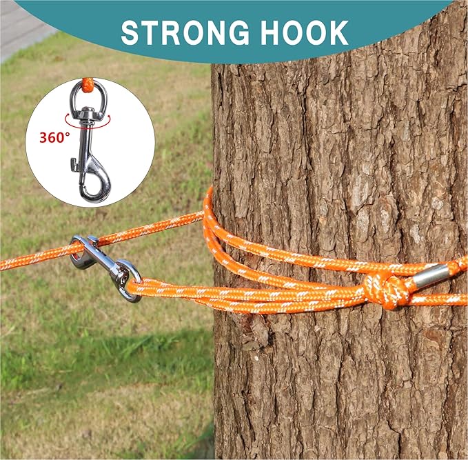 Reflective Cat Leash -15FT Cat Cable Out Escape Proof Walking Leads Yard Long Durable Safe Personalized Extender Leash Traning Play Outdoor for Puppies/Kittens/Rabbits/Small Animals