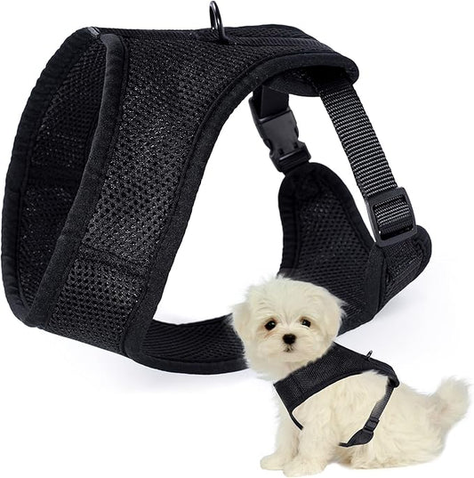 Mile High Life Step in Dog Harness for Small Dogs No Pull, Easy Get on Air Mesh Vest Harness, Adjustable Easy Closures Both Neck and Chest (Black, XS Chest 11.4"-16.1")