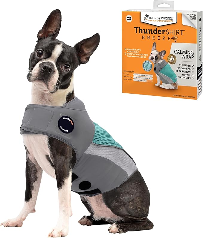 ThunderShirt Breeze for Dogs, X-Small, Aqua, Extra Breathable Mesh Fabric, Dog Anxiety Relief Vest for Every Day Stress & Calming During Thunder Storms and Fireworks