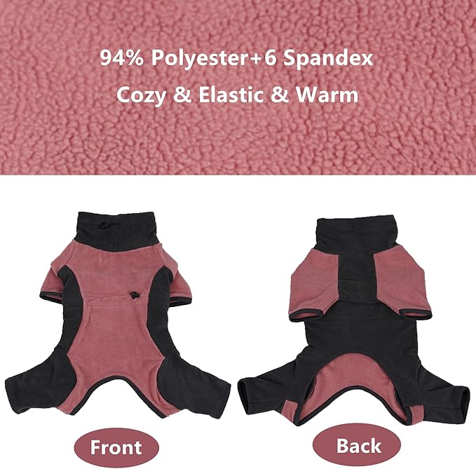 Pinellia's Warm Fleece Dog Jacket - Windproof Pajamas Bodysuit for Cold Weather - Medium/Large Dog (Pink)