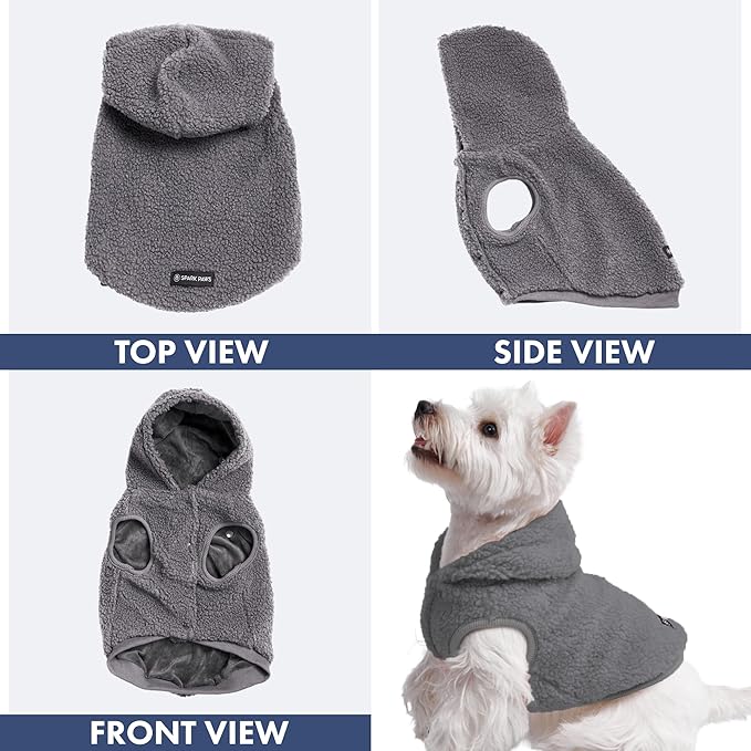 Spark Paws Teddy Dog Sweater, Sherpa Vest with Warm Fleece Lining, Winter Coat Suitable for Small Medium Large XL XXL Breeds - Grey - L