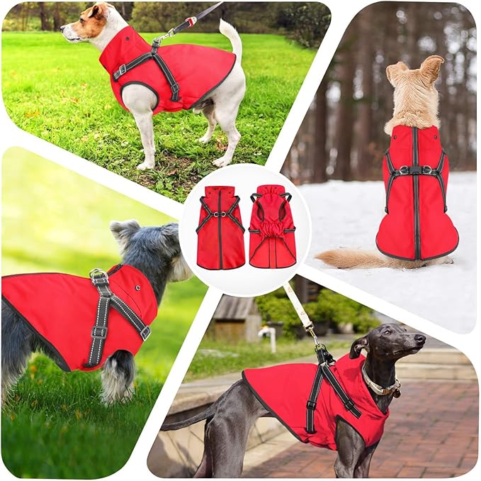 Mosucoirl Dog Raincoat Waterproof Dog Hoodie Reflective Dog Raincoat Hooded Adjustable Rain Jacket for Small Medium Large Dogs Puppies (Red, M)