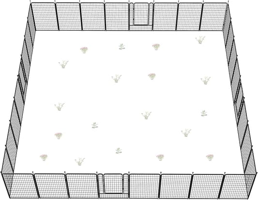 FXW Garden Fence Outdoor for The Yard – 50in(H) x 83.5ft(L) Heavy Duty Metal Animal Barrier for Dog and Rabbit, Decorative Dog Fence, 32 Panels, Black