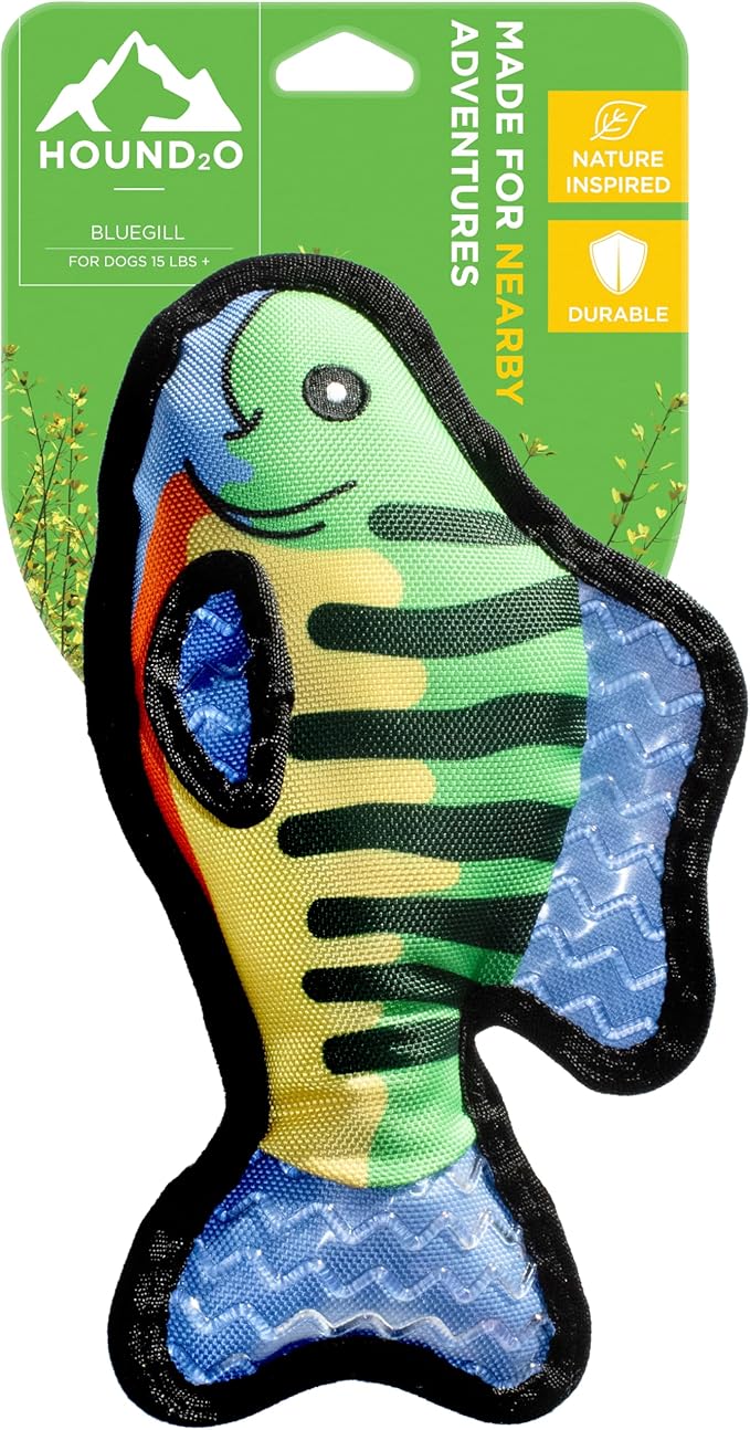 Plush Dog Toys | Bluegill Fish Stuffed Animal Squeaky Toy for Dogs | Outdoor Pet Toy Built for Adventure