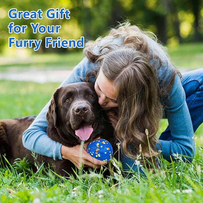 2Pcs Super Bouncy Dog Balls, Fun Indestructible Tennis Balls for Aggressive Chewers, Durable Floating Fetch Toys for Medium and Large Dogs with Lifetime Replacement