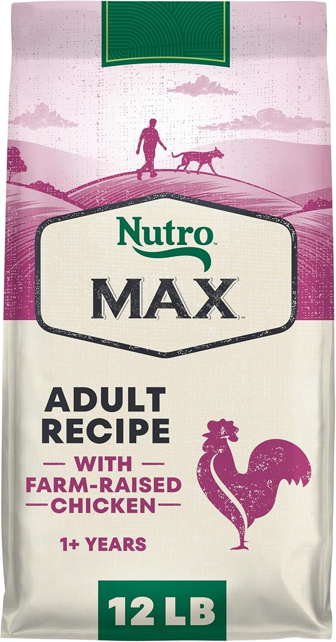 Nutro Max Adult Dry Dog Food with Farm-Raised Chicken, 12 lb Bag