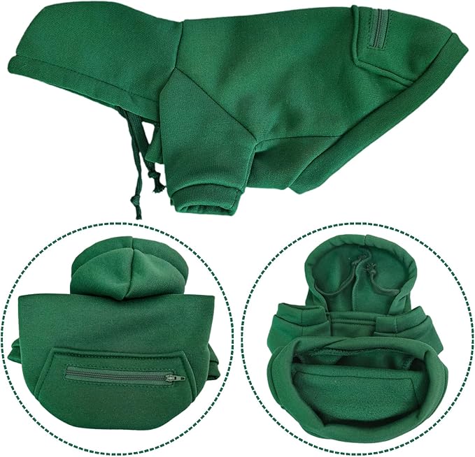 Jecikelon Pet Dog Cold Weather Coat with Pocket Winter Dog Hoodie Warm Puppy Clothes for Small Dogs Chihuahua Clothing (Green, Small)