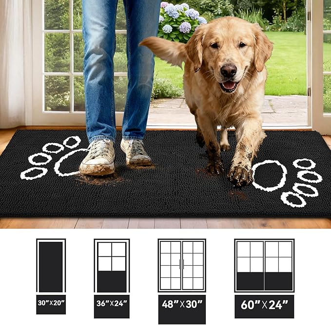 Super Absorbent Dog Door Mat, 60"*24“ Anti Slip Mat for Muddy Paws, Pet Rugs for Dirty Paws Washable That Absorbs Moisture and Dirt, for Dog Cage and Pet Resting Carpet