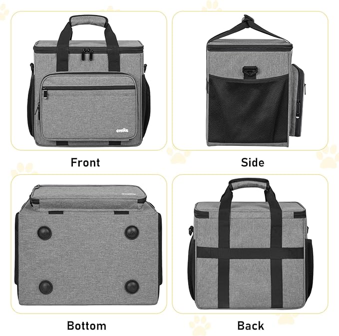 GMAK Pet Grooming Bag, Pets Grooming Tote Bags Supplies Organizer Case Dogs Cats Tools Organizer Tote for Pets Grooming Tools Kit, Clippers, Brush, Scissors or Other Pets Care Supplies, Grey(Bag Only)