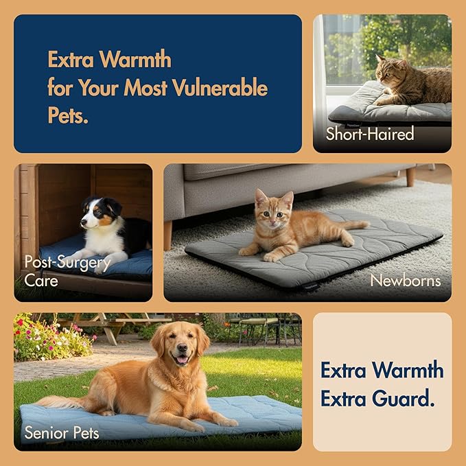 Dog Heating Pad (56"x40") - Waterproof Electric Heated Mat & Pet Bed for Indoor and Outdoor Use, Chew Resistant Cord, Machine Washable Cover with Wheat Pattern Quilting, for Cats and Pets