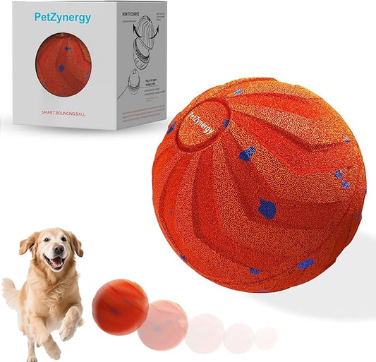 Smart Interactive Dog Toy Automatic Moving Bouncing Chew Herding Ball E-TPU Material for Large and Medium-Sized Dogs Keep Them Busy USB Rechargeable (Orange)