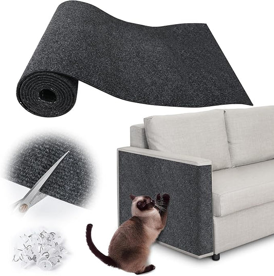 Cat Scratch Furniture Protector - 158" x 17" Trimmable Self-Adhesive Cats Claws Scratch Pads, DIY Cat Climbing Couch Protector for Scratch Post Cat Tree Replacement Indoor (Dark Gray)