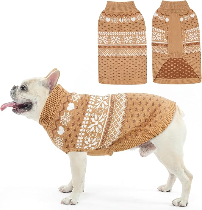 SCENEREAL Dog Sweaters for Medium Sized Dogs - Soft, Warm Turtleneck Pullover Fall Winter Dog Clothes, Knitted Argyle Dog Christmas Outfits, Ugly Pet Clothing for Boy Girl Puppy