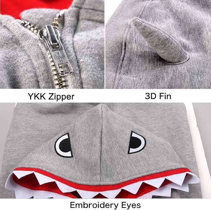 Shark Christmas Costumes Clothes for Extra Large Dogs Jaws Hoodies Labrador Rottweiler Great Dane, Grey, 6X-Large
