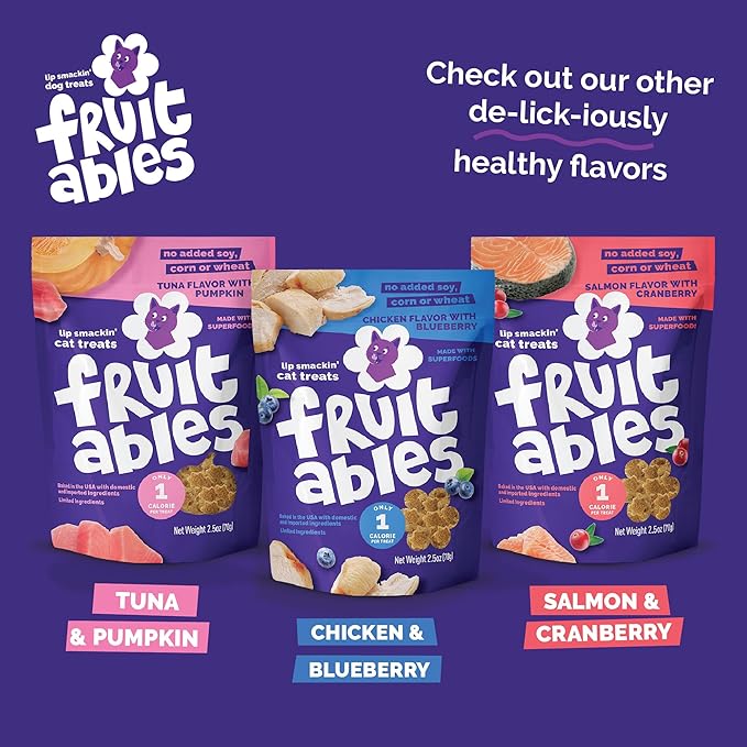 Fruitables Cat Treats Crunchy Cat Treats, Healthy Low Calorie Kitten Snacks, Made Without Wheat, Corn and Soy, Kitten Essentials, Made with Real Salmon and Cranberry, 30 Ounces