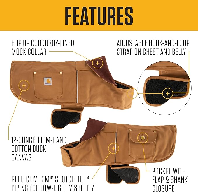 Carhartt Firm Duck Dog Chore Coat, Insulated Weather Resistant Jacket for Cold and Windy Conditions, Carhartt Brown, Small