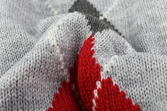 Grey Argyle Knit Pet Sweaters Clothes for Medium Dogs, Classic Gray X-Large (XL) Size