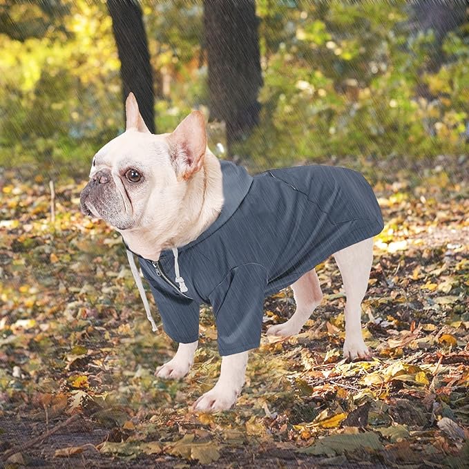 Dog Raincoat rain Jacket Raincoat Dogs Waterproof Small Medium Breeds Zip Closure Storage Pocket Harness Hole Blue XL
