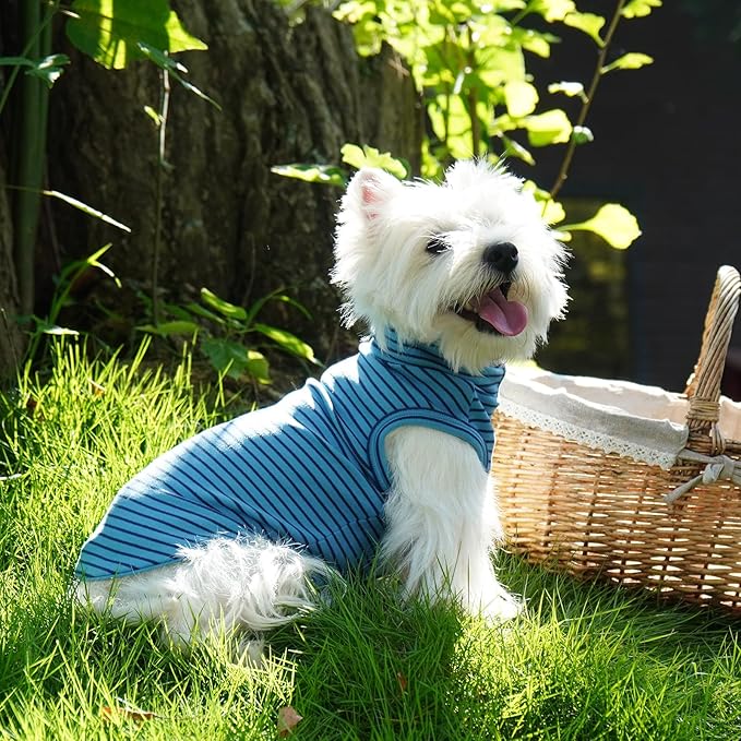 ROZKITCH Striped Dog Sweater,Cute Pet Shirt Stretchy Comfort Fit for Doberman, Rottweiler, Great Dane etc All-Day Wear BlueStripe 4XL