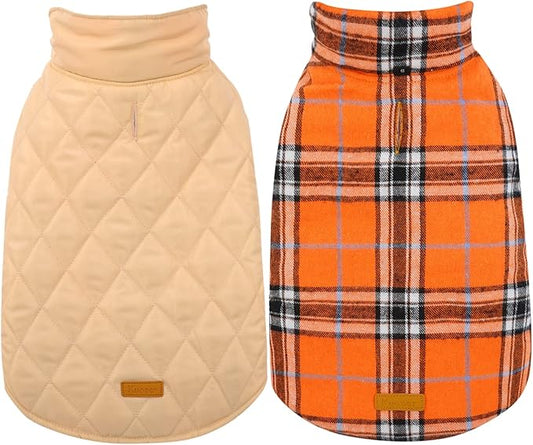 Kuoser Warm Dog Coat, Waterproof Dog Jacket for Extra Large Dogs, Adjustable Durable XL Doggie Winter Coat Reversible Cozy Puppy Cold Weather Apparel from Small to Large Breed, Orange XL