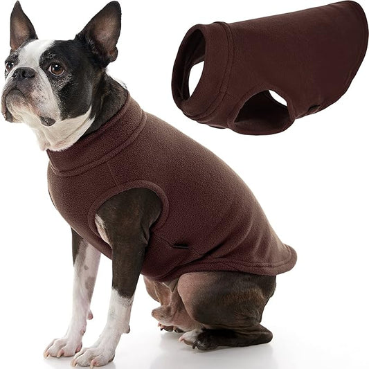Gooby Stretch Fleece Vest Dog Sweater - Brown, 2X-Large - Warm Pullover Super Stretchy Fleece Dog Jacket for Small to Large Dogs