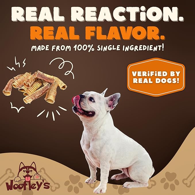 Woofley's Beef Trachea - (6 Inch 20 Pack) - Trachea Treats for Dogs - Natural Source of Glucosamine and Chondrotin for Joint Health - 100% Natural Beef Windpipe for Dogs