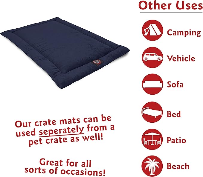 Majestic Pet Orthopedic Memory Foam Dog Crate Mat - Plush Pet Bed Pad for Crates & Kennels | USA Crafted | 30"x21" Villa Navy