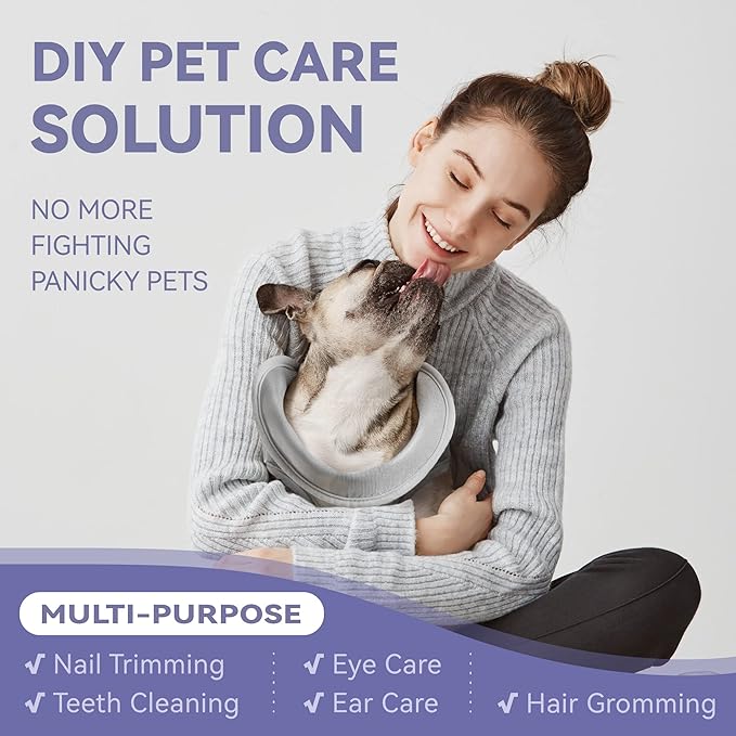 Dog Grooming Hammock Harness for Dogs & Cats with Pet Nail Clipper Trimmer - Cat Hanger Sling for Trimming Clipping Nails- Dog Hammock Restraint Bag for Small Medium Large pet （ Purple XL）