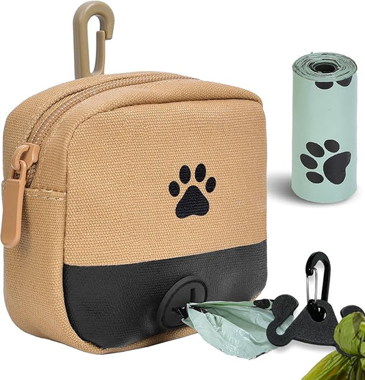 Dog Waste Bag Dispenser Pet Poop Bags Holder for Doggie Waste Bags Dispensers Soft Fabric Zipper Small Doggy Puppy Pouch for Leash Accessory Attachment with Carrier,No-KaqiXFB