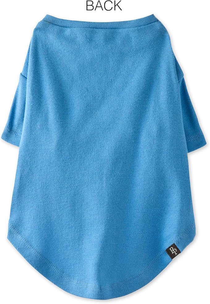 Toby II - The Perfect Tee, 8 Pack Short Sleeve Pet T-Shirt 100% Organic Cotton Tees Clothes for Small, Medium, Large Dogs, Rainbow Blue, Medium