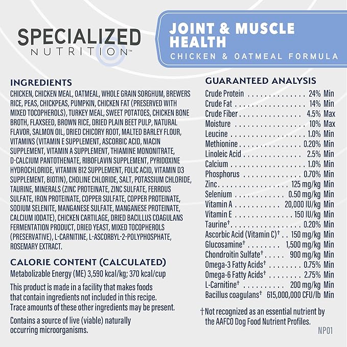 Natural Balance Specialized Nutrition Dry Dog Food Formula with Chicken and Oatmeal for Dogs, Joint Health & Muscle Health Dog Food, Natural Ingredients with Added Vitamins & Minerals - 3.5 lbs