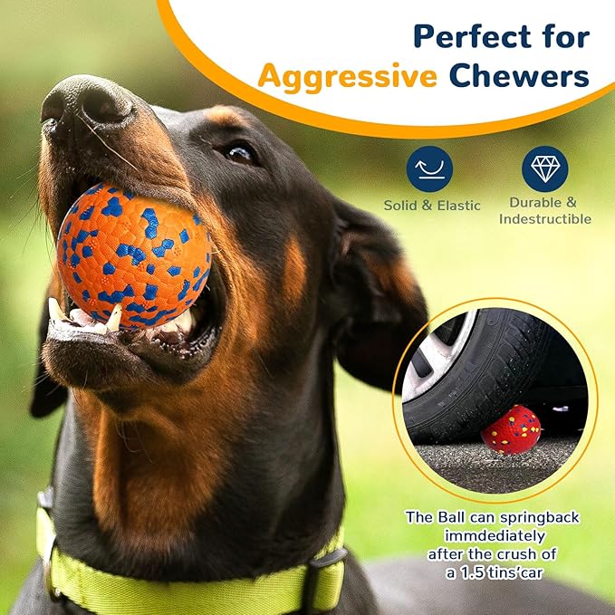 Petcare 4 Pack Dog Balls Indestructible Dog Toys for Aggressive Chewers Durable Tough Tennis Balls Toys for Medium Large Dogs Outdoor Outside Fetching Toys for Big Dogs Chew Ball