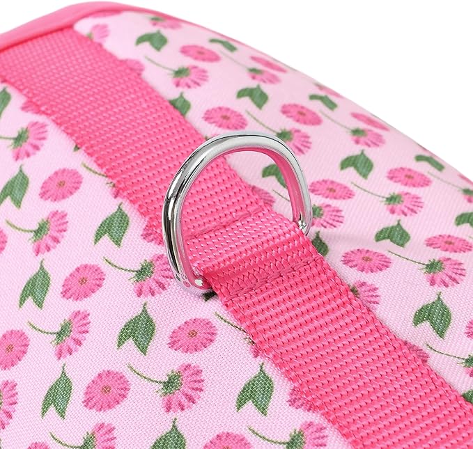 Mile High Life Dog Harness, Air Mesh Floral Vest Harness for 20 lbs Small Dogs & Cats, Easy Get on Adjustable Easy Closures Both Neck and Chest(Pink Flower, M Chest 18"-20")