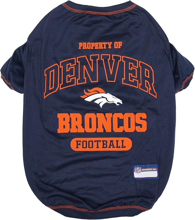 NFL Denver Broncos Dog T-shirt X-Large. - Licensed Shirt for Pets Team Colored with Team Logos- Premium Stretchable Materials for the comfort of your Dog & Cat