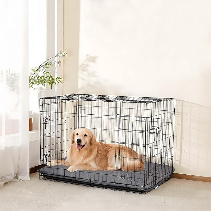 Dog Crate Pad for XX Large Dogs - 47x29 Orthopedic Dog Bed with Memory Foam, Washable Water-Resistant Soft Pet Mat with Non-Slip Bottom, Grey