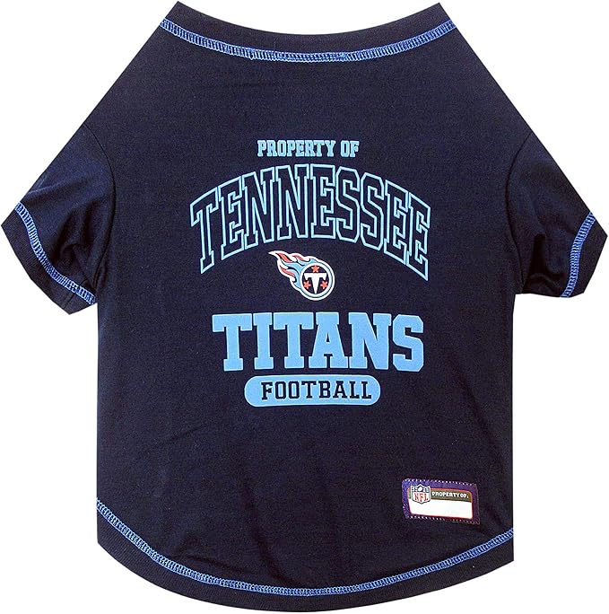 NFL Tennessee Titans Dog T-shirt Large. - Licensed Shirt for Pets Team Colored with Team Logos- Premium Stretchable Materials for the comfort of your Dog & Cat