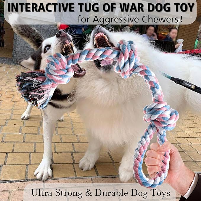 Dog Rope Toys, Indestructible Dog Toy, Dog Chew Toys for Aggressive Chewers, Tough Puppy Teething Chew Toys for Boredom, Dental Cleaning Tug of War Dog Toy, Great for Small to Large Breed