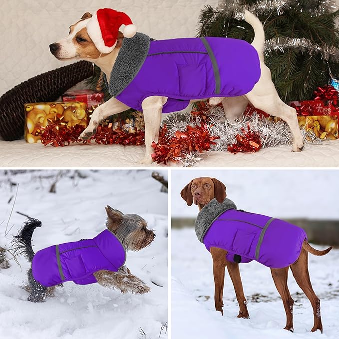 Dogcheer Warm Dog Coat, Fleece Collar Winter Dog Clothes, Reflective Pet Jacket Apparel for Cold Weather, Waterproof Windproof Puppy Snowsuit Vest for Small Medium Large Dogs X-Large