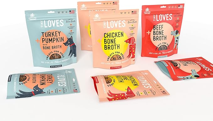 Farmland Traditions Tiny Loves Jerky Trainer Treats for Dogs w/Bone Broth (Chicken, 6 oz.)