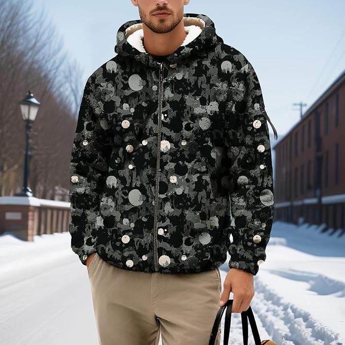 Men's Camouflage Hunting Fleece Lined Hoodie Camo Jackets Zip Up Long Sleeve Casual Winter Coats Hood Outerwear