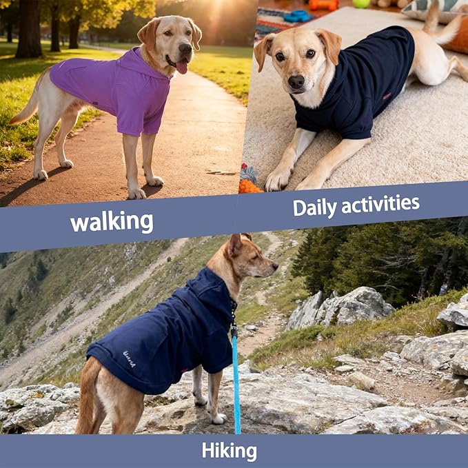 Basic Dog Hoodie, Soft Pet Hoodie Sweater with Leash Hole and Pocket, Cotton Puppy Sweatshirt Fashion Outfit for Small Medium Large Dogs- Navy Blue (Medium)