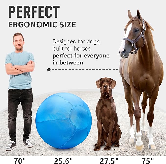 Herding Ball for Dogs Horses 25" - Large Ball for Dogs Australian Shepherd Chewers - Collieball Herding Toy - Blue