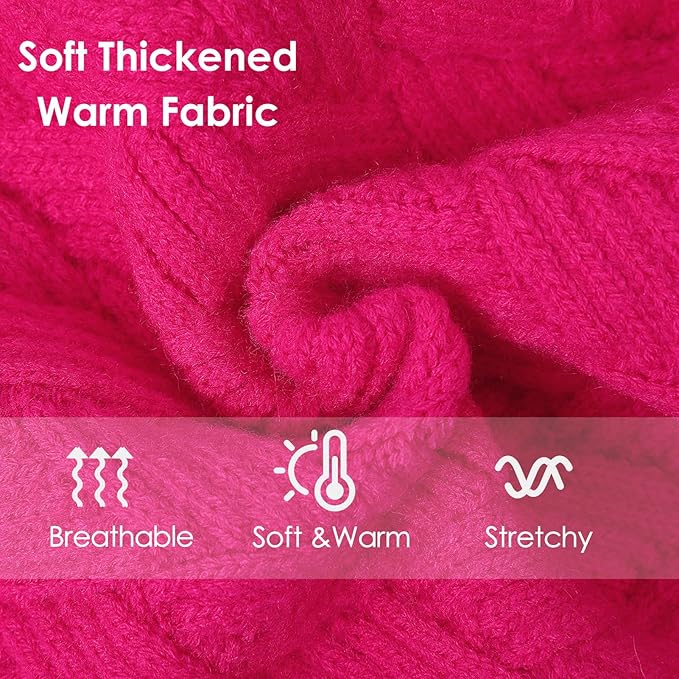 AOFITEE Dog Sweater, Dog Sweaters for Medium Dogs Girl, Warm Dogs Christmas Sweater, Winter Medium Pet Sweaters Female Male, Turtleneck Knitwear for French Bulldog, Boston Terrier (Rose Red, M)