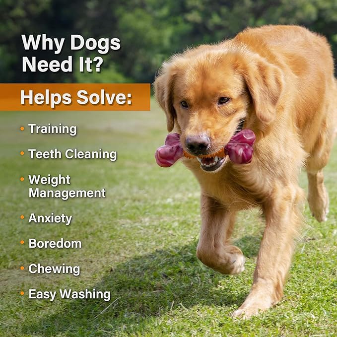 Apasiri Dog Toys for Aggressive Chewers Peanut Butter Flavored: 3-Pack Dog Bones for Large Dogs, 8" Chew Toys Long-Lasting, Tough Nylon & Rubber Dogs Toys